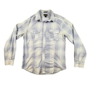 Helix Men's M Light Blue Gingham LS Button Up Roll Tab Shirt SEE DESCRIPTION